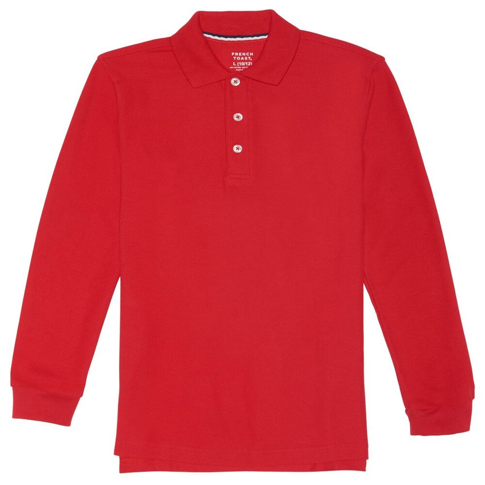 French Toast SA9085 Boys Long Sleeve Pique Polo Red